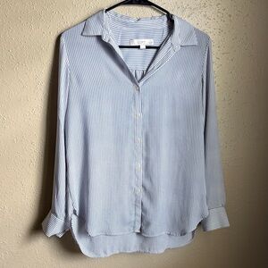 LOFT Navy and White Pinstripe Shirt